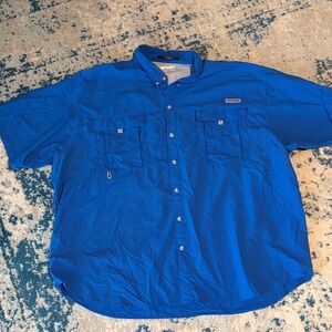 Columbia Vibrant Blue PGF Button Down Shirt 4XL